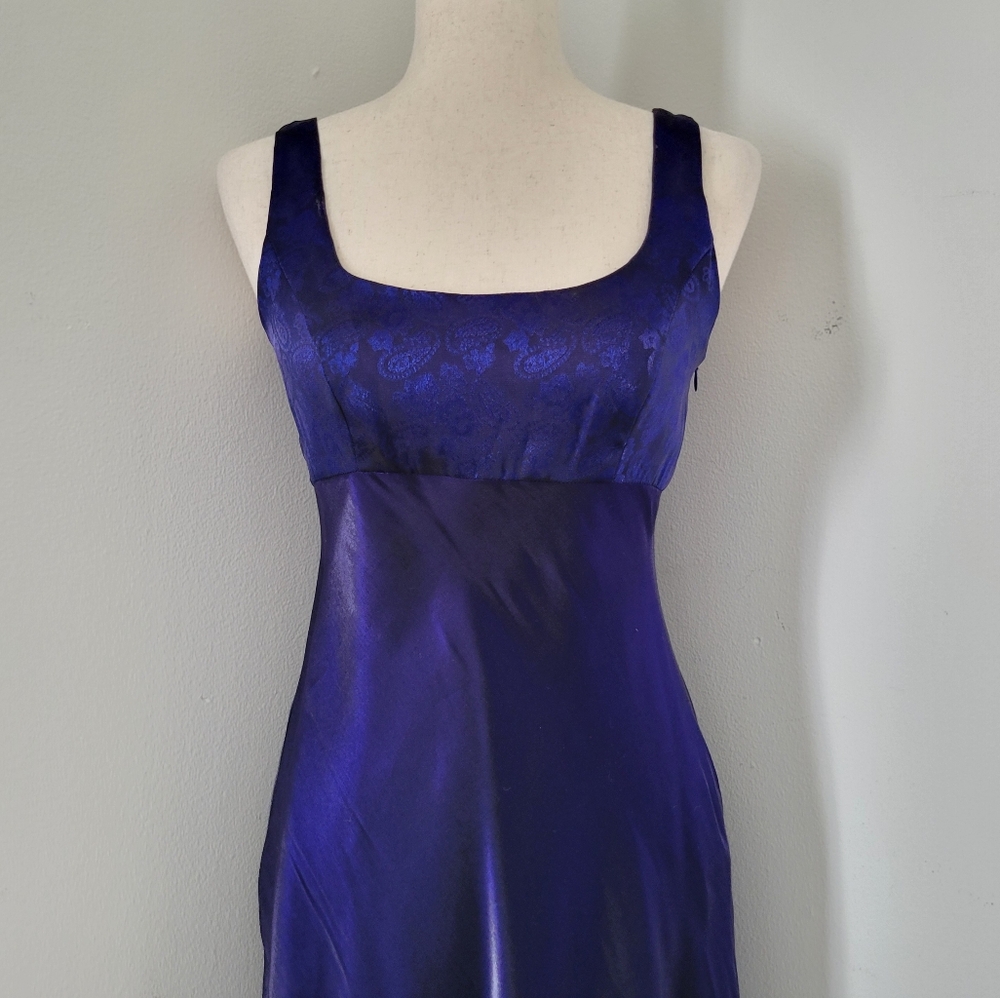 Alex Evenings | Vintage Iridescent Paisley Indigo Prom Dress